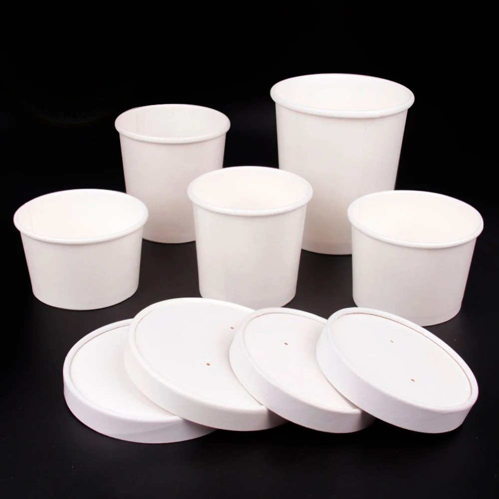 12 Oz. White Paper Food Containers with Vented Lids, to Go Hot Soup Cups  Soup Bowls, Disposable Ice Cream Cups - China Paper Soup Bowls and Paper Soup  Cups price