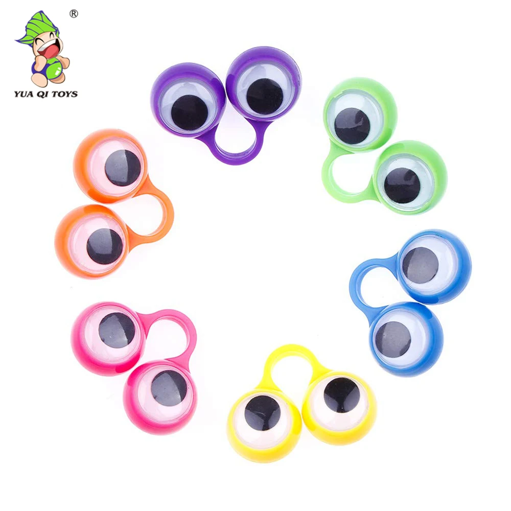 100 Pcs Eye Finger Puppets Googly Eyes Rings Funny Novelty Eyeball Ring Toy 6 Colors for Party Favor 