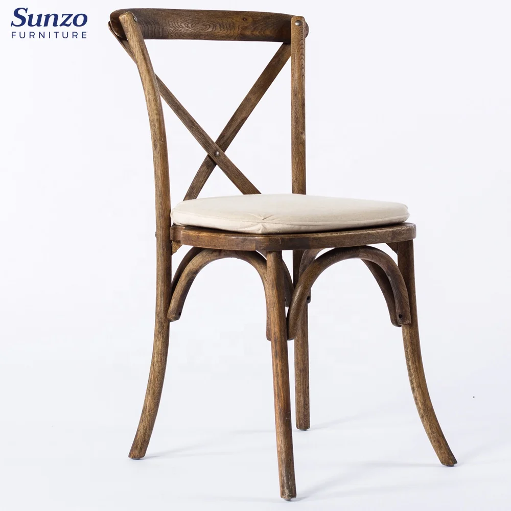 Antique X Cross Back Chairs Stackable Wooden Rustic Dining Chairs