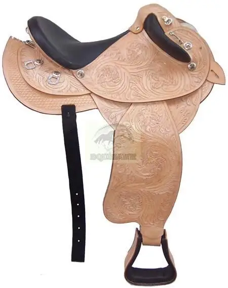 Leather Half Breed Stock Saddles with swinging fender brass hardware suede leather seat custom leather horse riding saddle