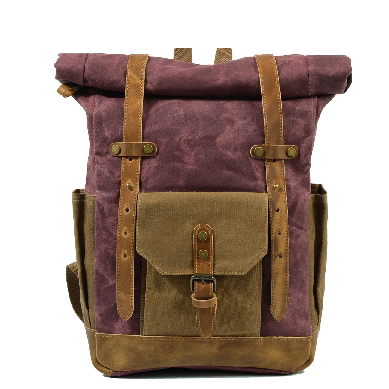 Men travel bag canvas backpack canvas crazy horse laptop leather backpack