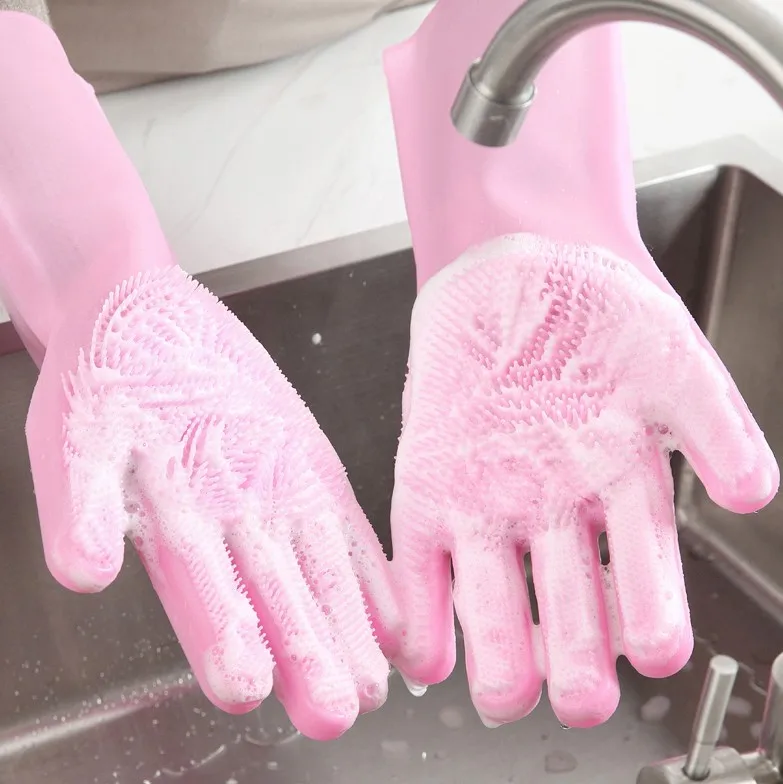 Platin-Silikon-Handschuh mit Borsten Magischer Geschirrsplhandschuh  Ausgefallener Silikon-Splhandschuh mit Scheuerfunktion