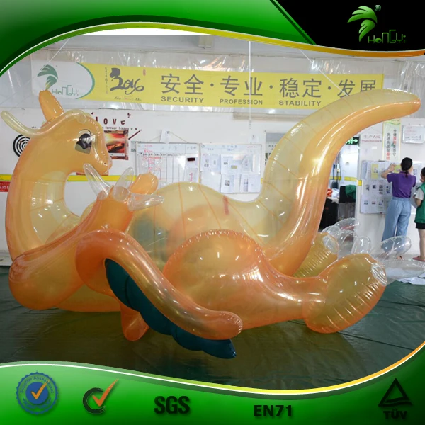 Hongyi COOL Translucent Orange Color Inflatable Dragon with Sph