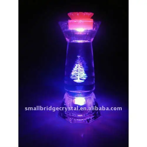 Crystal candleholder laser engraving christmas tree