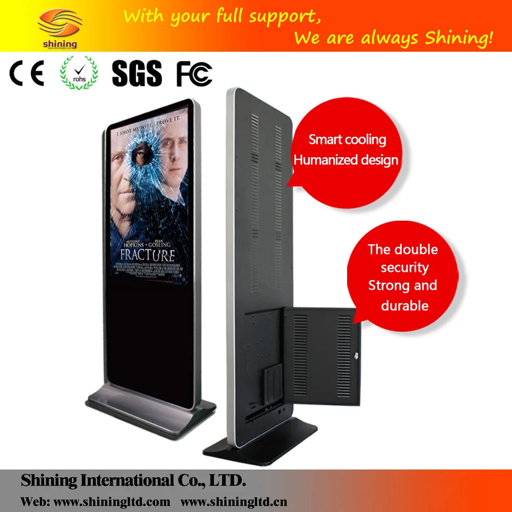 Цифровое программное обеспечение totem 55 дюймов, внутренний напольный ЖК-дисплей для рекламы