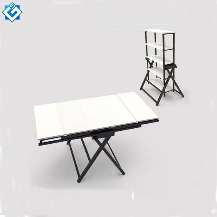 多機能ブラックコンバーチブルラダーセルフデスクからダイニング