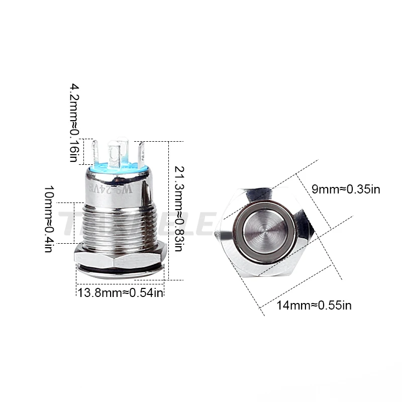12mm LED Light Metal Push Button Switch 5 Colors 4 Pin Annular Car Power signal Power Button Switch 3V 6V 12V 24V 220V