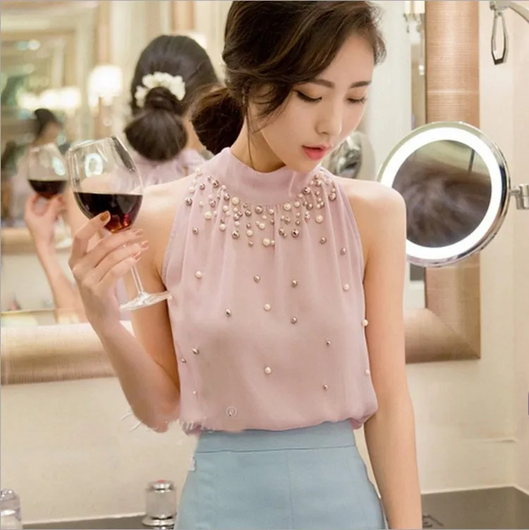 korean sleeveless blouse