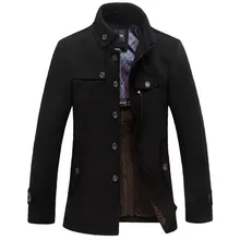 Free shipping, 2014 casual long section of the stand-up collar men’s windbreaker jacket thickened woolen coat, MC347 wholesale