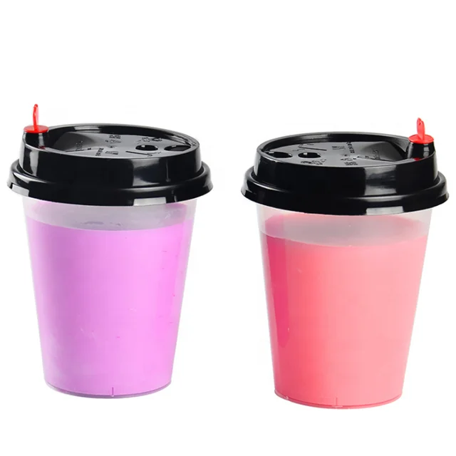 Disposable plastic Transperent juice cup with lid