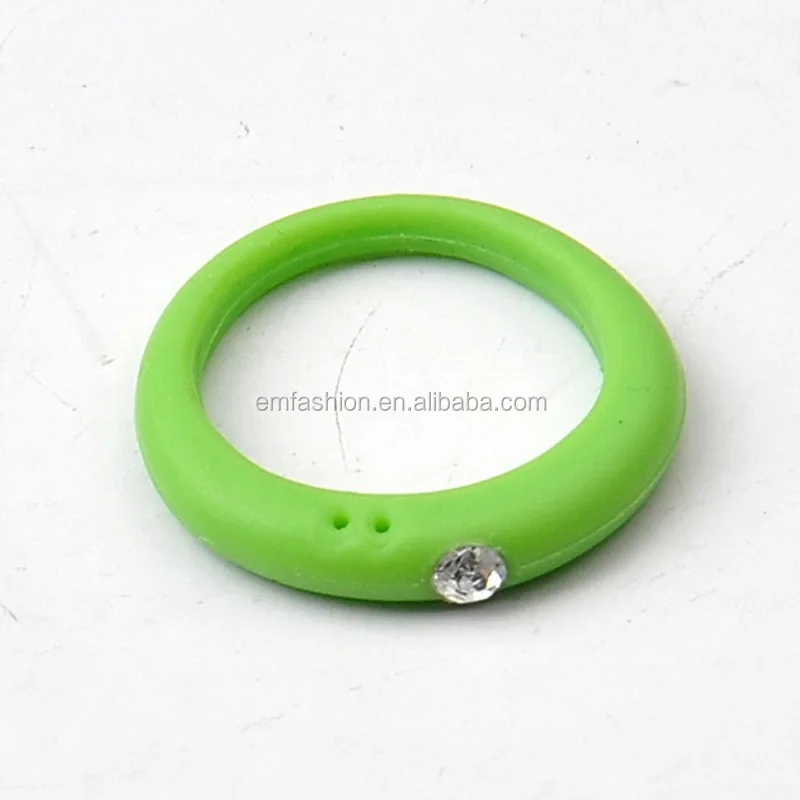 Single Stone Rhinestone Rubber Silicone Finger Ring Latest Design Colorful  Baby Girls Fashion Rings