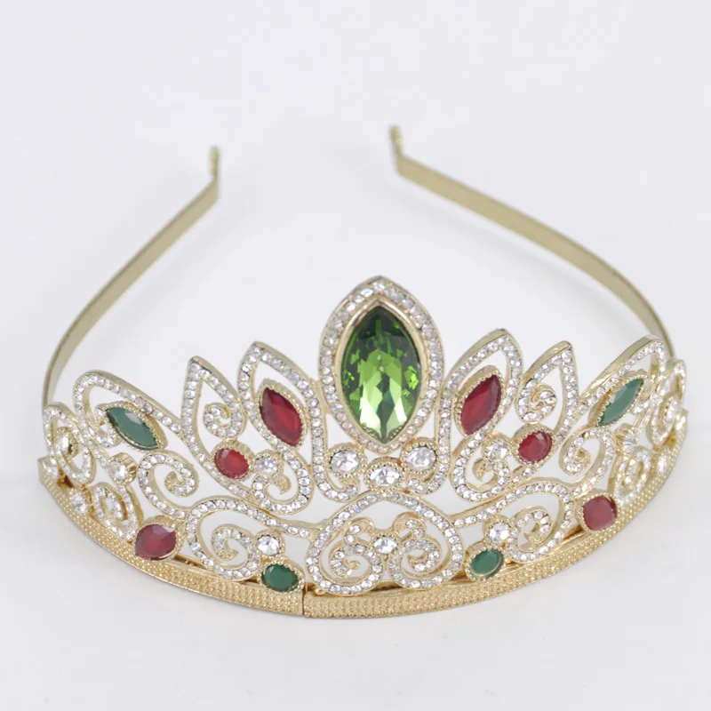 Винтажные золотые свадебные аксессуары для волос тиары с красочными камнями девочек короны украшения