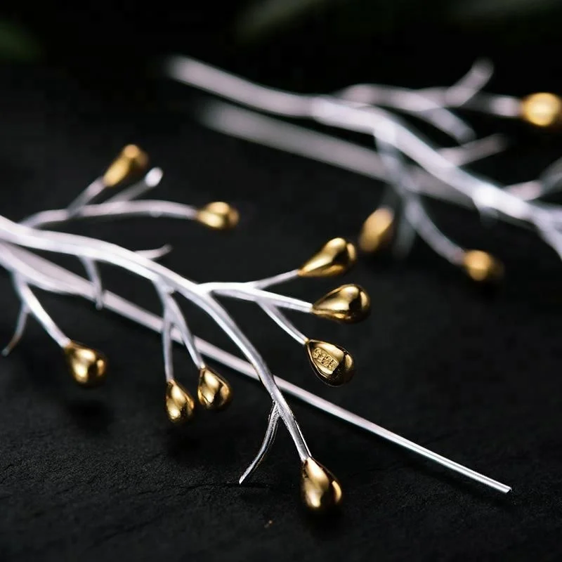 Lotus Fun Hand Made Designer Hooks Drop Earring 925 Sterling Silver With 18k Gold  Plated for Lady Girl  Fine Jewelry Women Gift