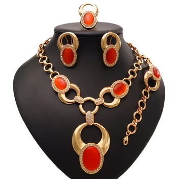 Gold Jewelry Sets Women Dubai Costume Turkish Jewellery Wholesale Imitation Ethiopian Opal