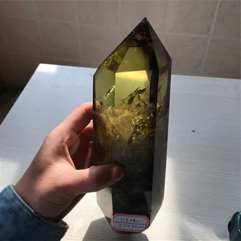 Natural large smoky citrine quartz crystal point wand for sale