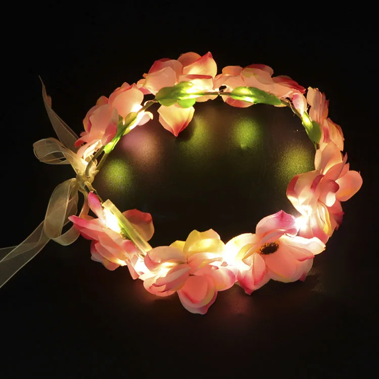 
Аксессуары для волос, лидер продаж 2019, аксессуары для свадебной вечеринки, светящиеся короны цветов для девочек, светодиодная гирлянда, Цветочная повязка на голову 