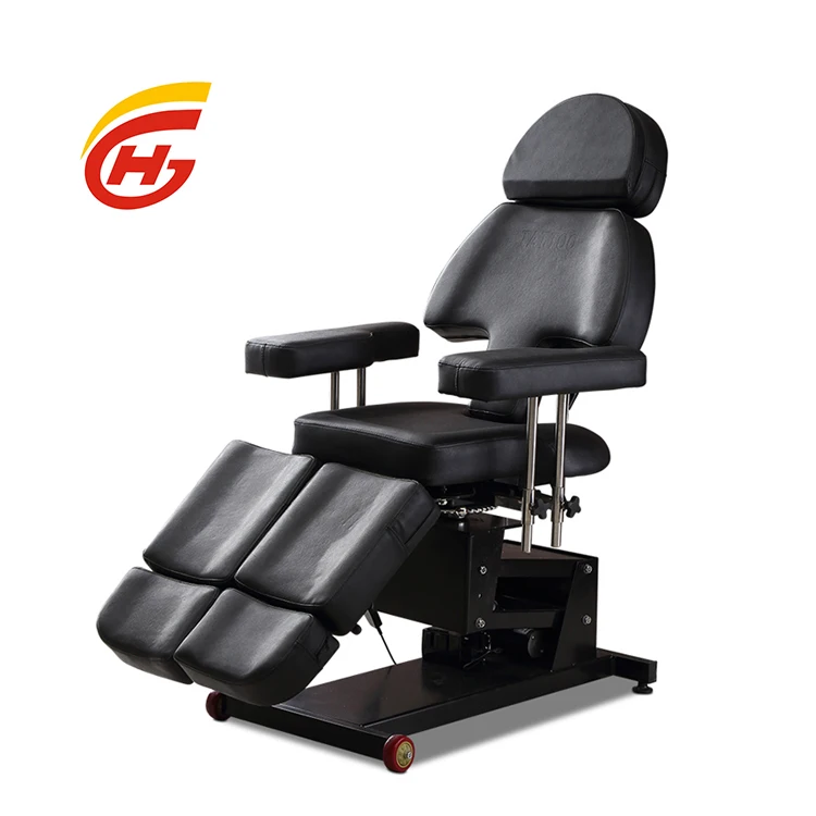 Black Leather Facial Bed  Tattoo Chair For Hotel