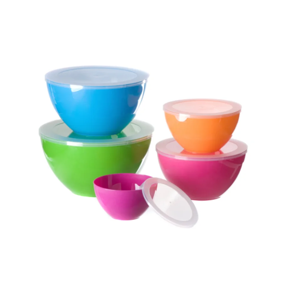 2friends Set Di 3 Ciotole Con Coperchio Da 5L - Insalatiere In Plastica Grigio Chiaro, Adatte Al Freezer, Made In EU - 2