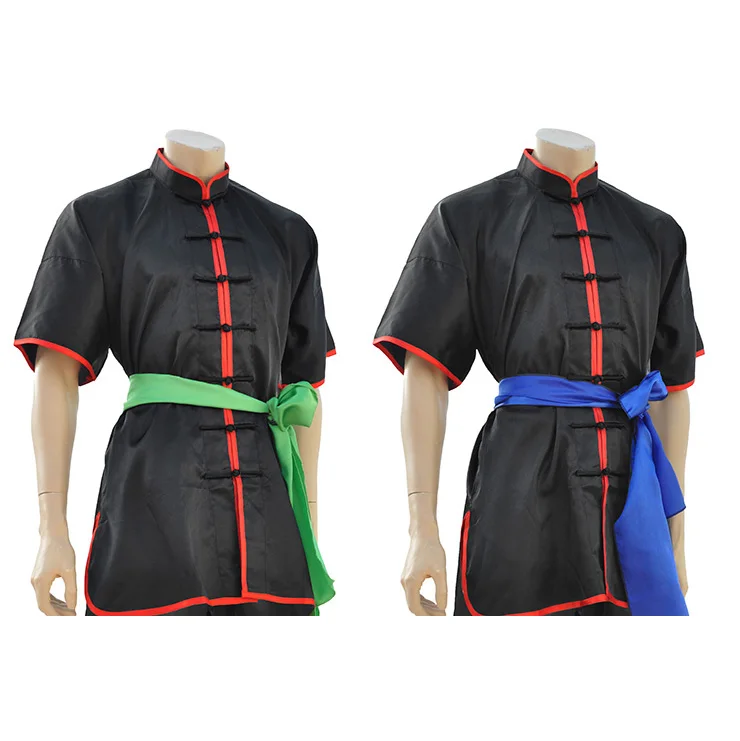 Wushu KungFu Uniform ChangQuan Uniforms Taichi Kung Fu Chinese BLACK Silver Trim 