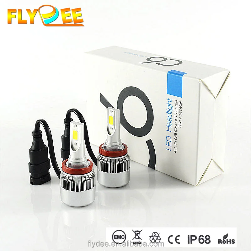 C6 Cob Chip Led Headlight Without Changing Wireless H13 12v 36w H4 H1 9004 9012 C6 Led Headlight Cob Famous Cars Taxi Lamp