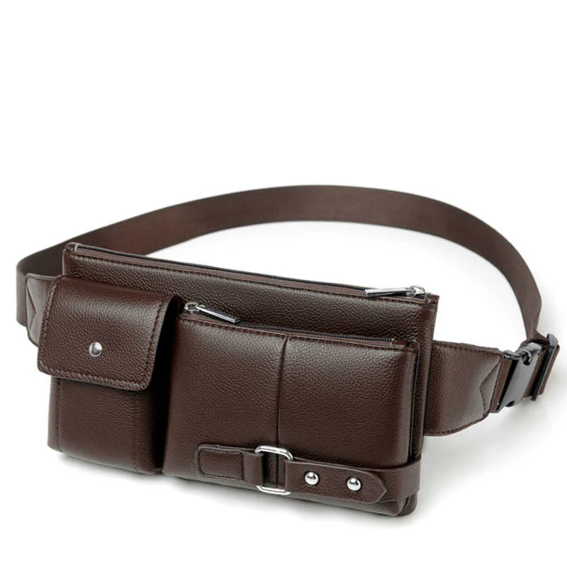 Source Most popular men waist bag leather OEM fashion casual fanny pack  black PU leather belt bag men waist bag on m.