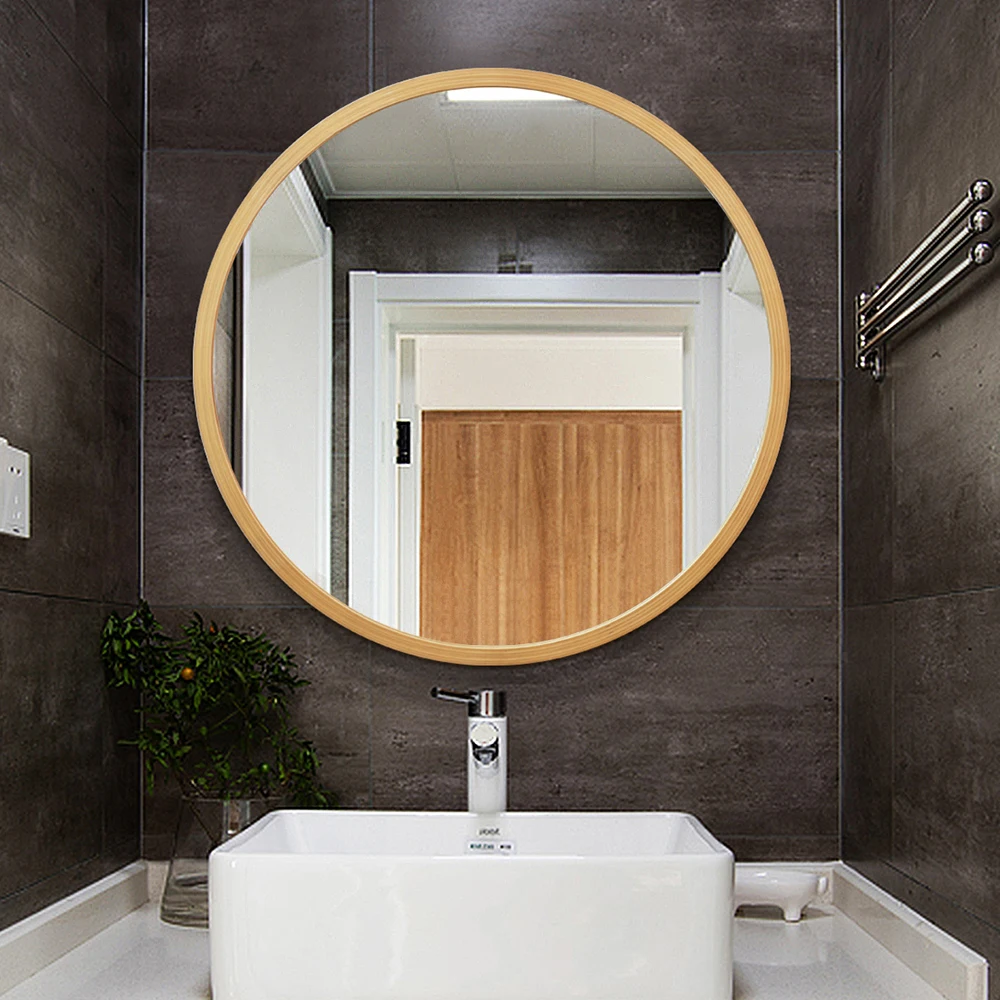 Wholesale Wood Frame Wall Mounted Mirror Large Size Round Bathroom Vanity Mirror Buy Bathroom Mirror