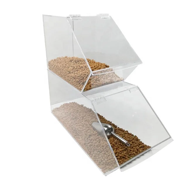 Custom OEM Stackable Transparent Acrylic Candy Dispenser Container Boxes Acrylic Candy Bins with Scoop