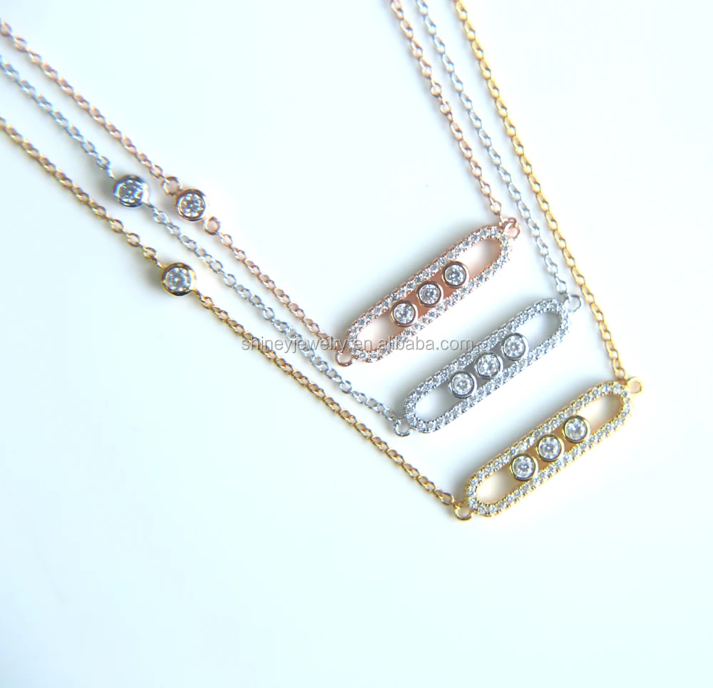 2023 High Quality Factory Free Sample Sparking Bling Cz 925 Sterling Silver Ladies Necklace