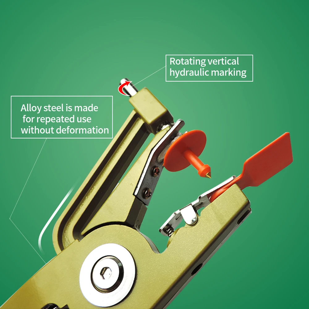 Automatic Rebound Ear Tags Applicator Vertical Hydraulic Ear Tag Pliers Identification Tool for Animal 2pcs Ear Tagger Pins