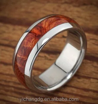 Titanium Wood Wedding Band Amboyna Men's Ring