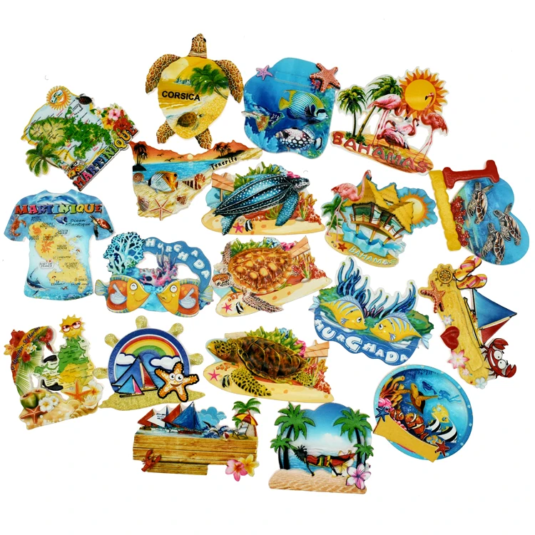 Low Min Quantity Customized Resin Sea World Tourist Souvenir 3d Fridge Magnet for Different Countries Refrigerator Magnet