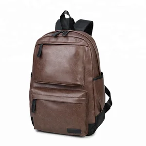 Custom Fashion Waterproof Zipper Closure Black Brown Mini School Anti Theft Laptop PU Leather Backpack