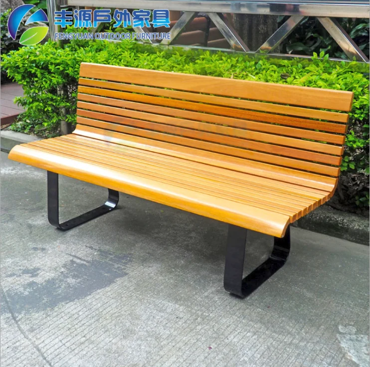 Modern Slatted Teak Wood Patio Bench Outdoor Furniture For Home Public ...