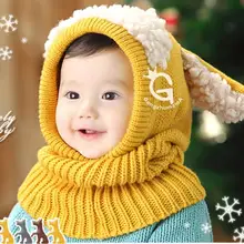 High Quality Toddler Kids Girls Boy Hats Coif Hood Kintted Woolen Scarves Caps Winter Warm Cap