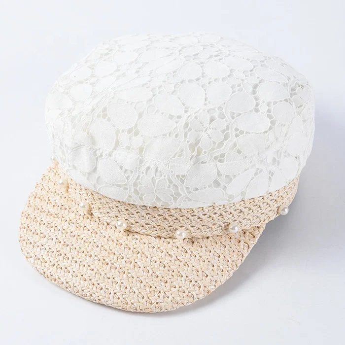 White Lace Beret Cap Hat 