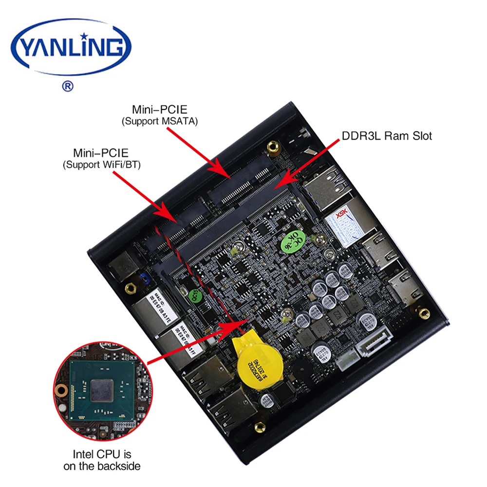 New Arrival Hot Intel Celeron J3060 Dual Core NUC Computer 4GB Video Memory DDR3 RAM Fanless Industrial Desktop Mini PC 2 LAN US