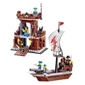 New DIY PIRATES Pirate ship Headquarters Base Enlighten Brick Building Blocks Toys scale models Legoe Compatible