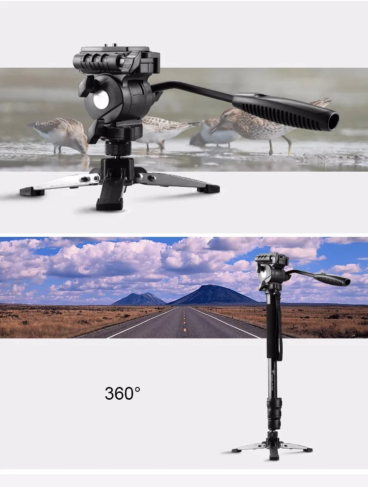 Продвижение Weifeng WF-3958M Профессиональный портативный штатив для камеры штатив-монопод головка держатель для монопода