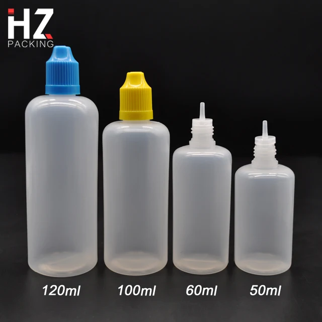 HZ Packing Soft PE Squeeze Small Plastic Bottles 3ml-120ml Screen Printing Surface Handling for Petrol Use