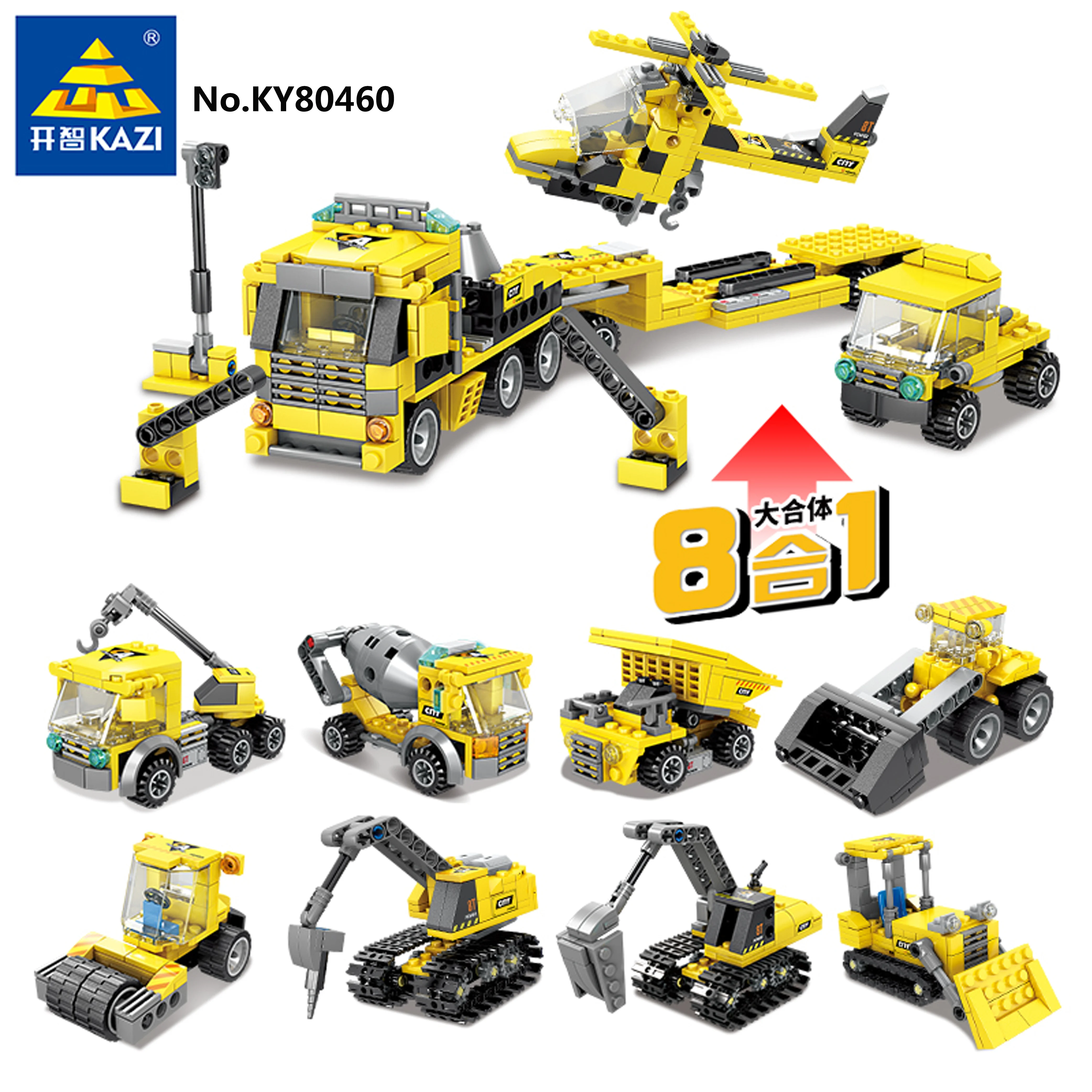 KAZI 80460 construction building blocks 9 in 1 truck series plastic building bricks Alibaba