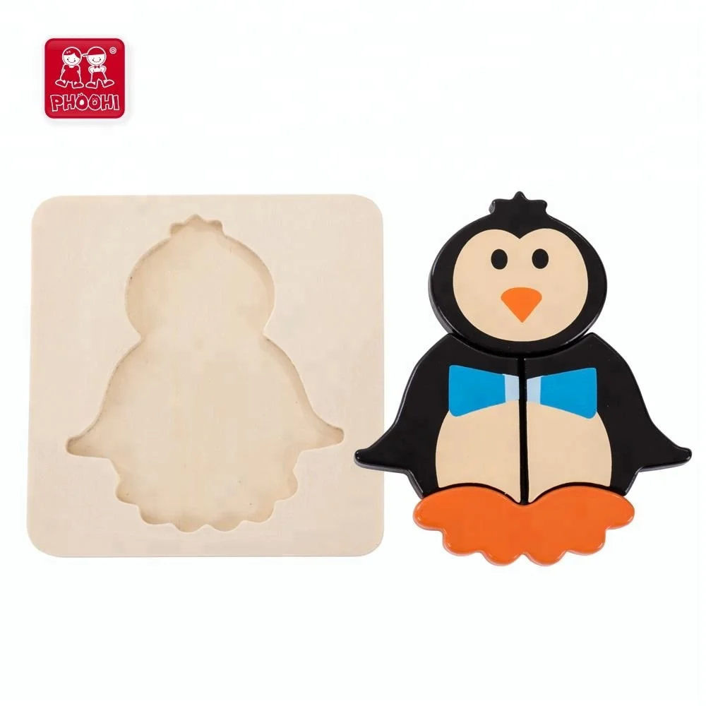 Ранние развивающие игрушки 4 шт. Пингвин фигуры животных детская деревянная головоломка для детей 1