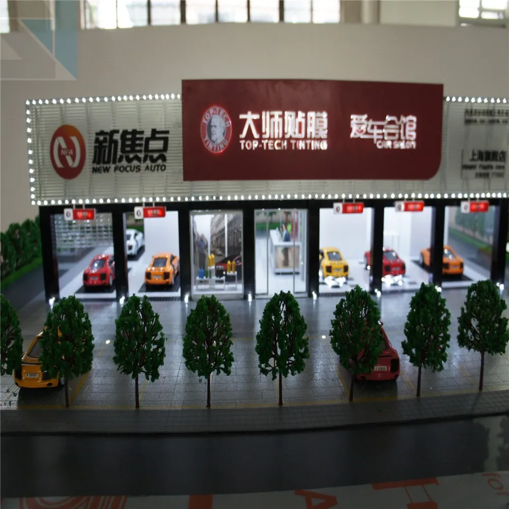 Abs and Acrylic handmade model with building model cars, 3d building models