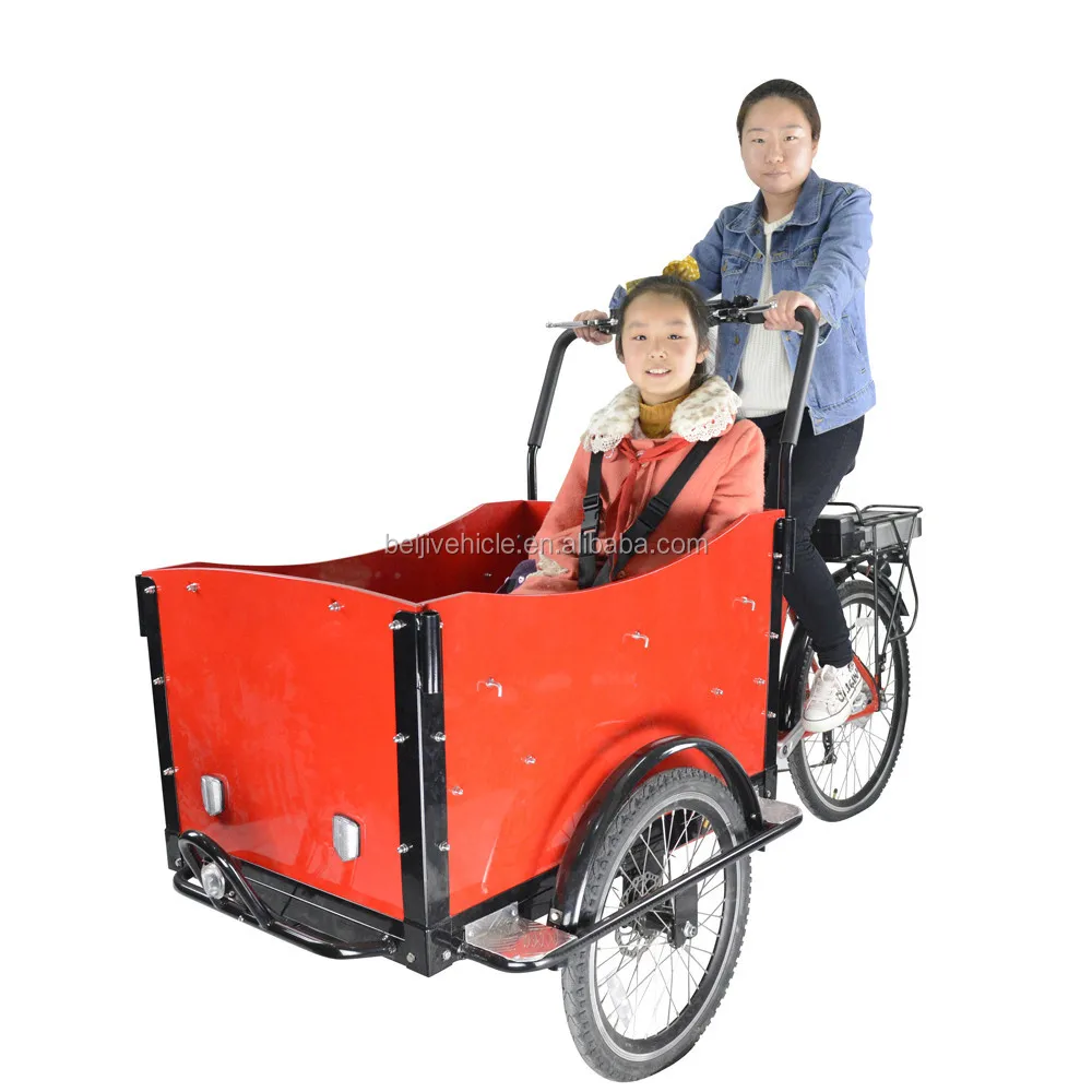 Electric Pedal Assisted Cargo Tricycle with Two Wheel in Front