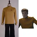 Star Trek Beyond Captain Kirk Cosplay Costume Cap Uniform Top Yellow Shirt Badge