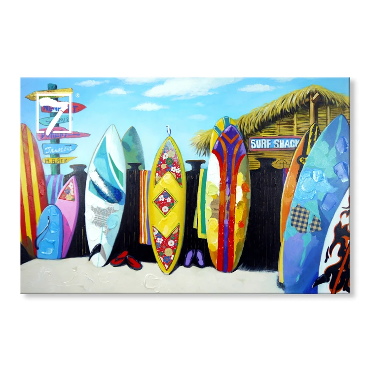 手作りキャンバス絵画マイアミビーチサーフボードカラフルな油絵木製フレーム Buy 油絵木製フレーム サーフ油絵 ビーチ油絵 Product On Alibaba Com