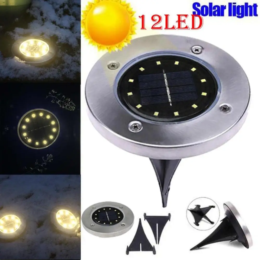 
Светодиодный светильник в помещении, 12 светодиодов, питание от солнечной энергии, наземная лампа, наружный путь, садовый декоративный светильник 