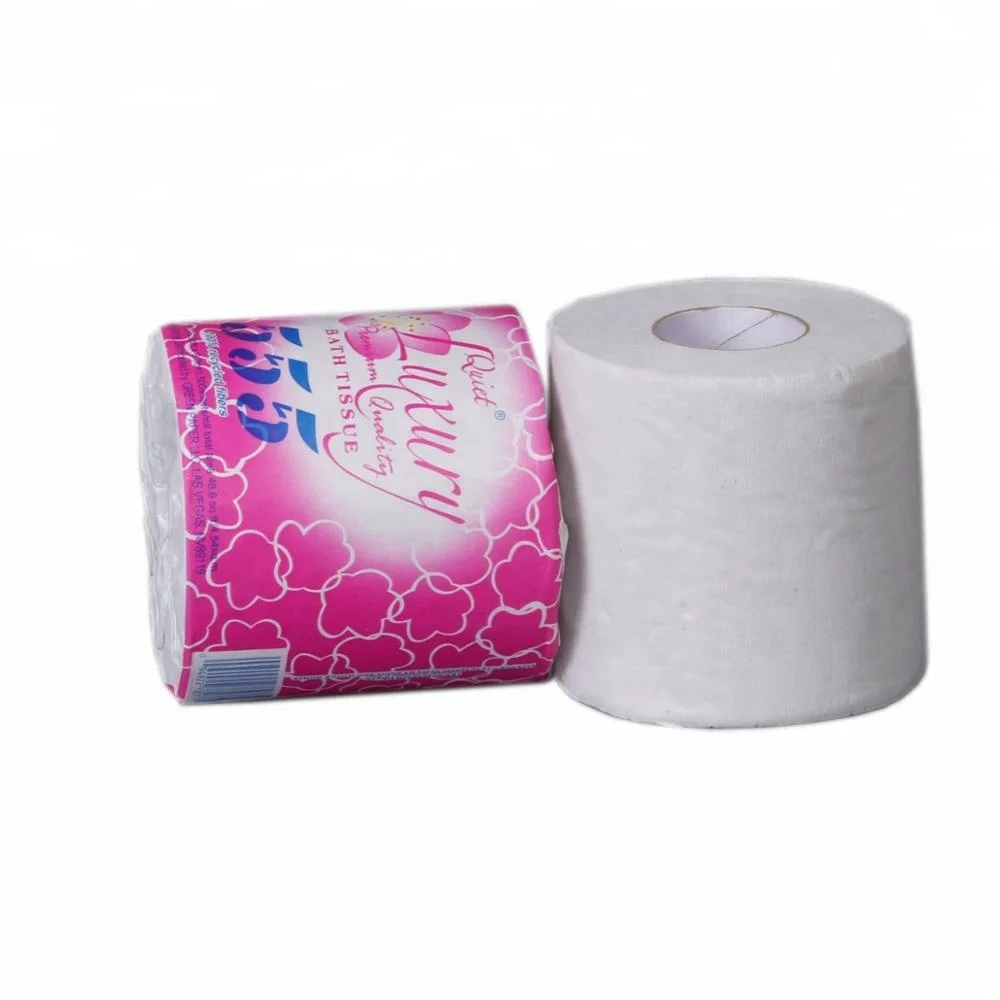 Standard size roll recycleld pulp virgin wood pulp bamboo puilp 2ply 4' big roll toilet paper