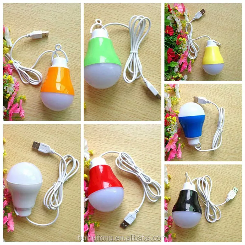 Led 1.2m wire 5W 5V Small Bulbs Pvc Mini Dc Colorful Color shell Usb Light Bulb