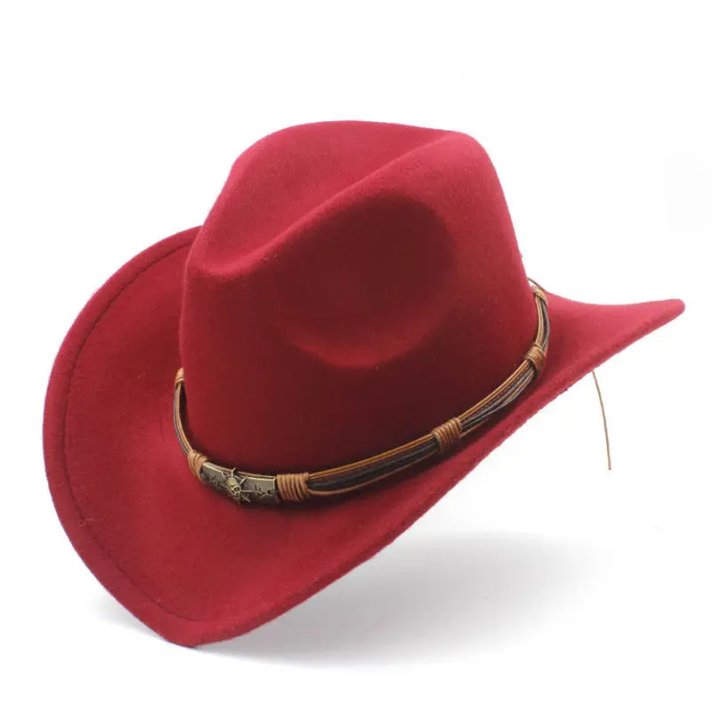 Men Women Wool Wide Brim Western 