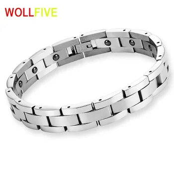 Magnet bangle men&#39;s stainless steel black titanium health bracelet